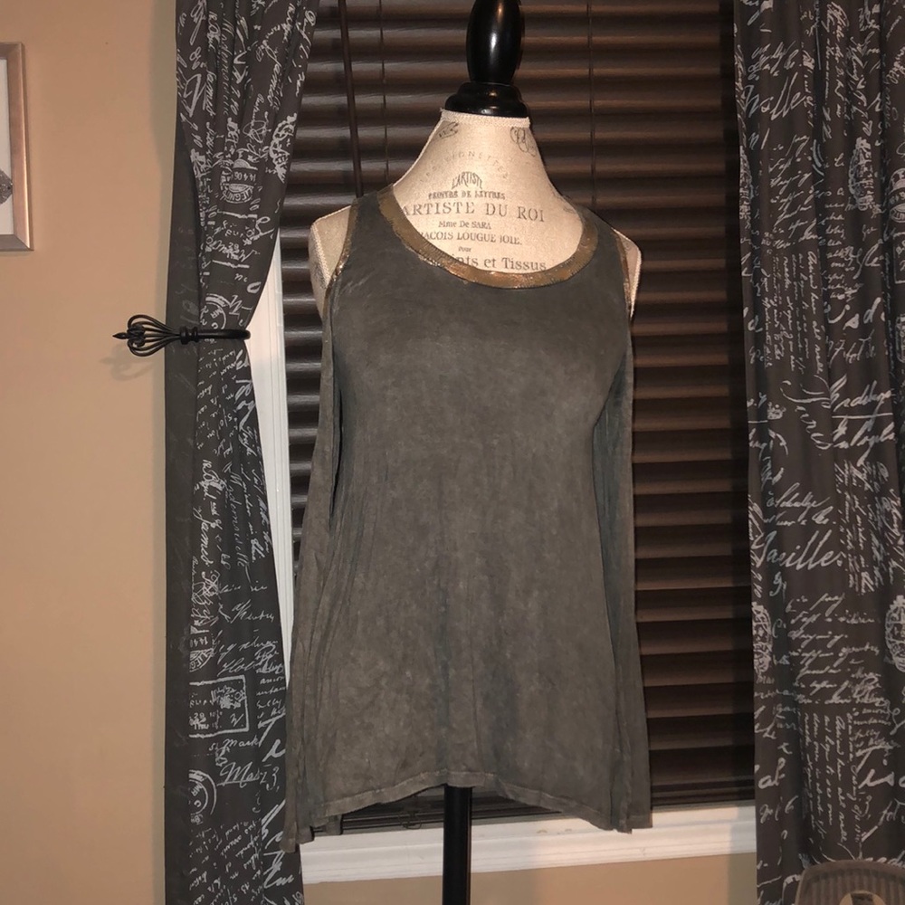 Green Cold Shoulder Vintage Havana Shirt - Large